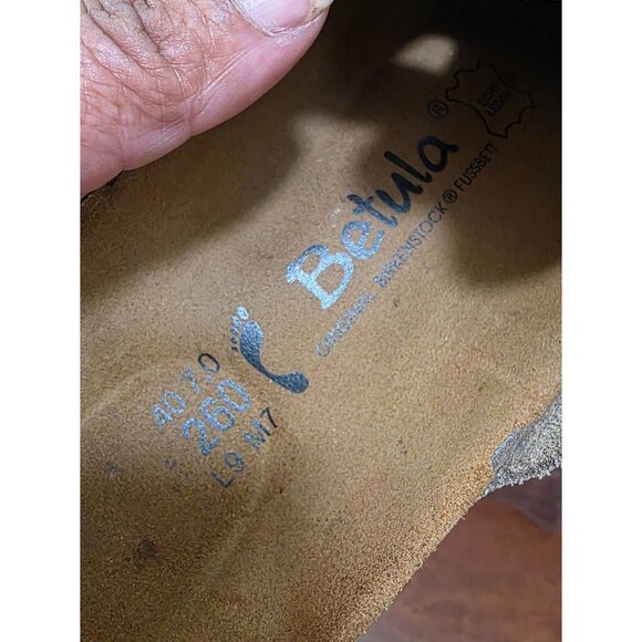 Birkenstock Betula Boston Taupe Suede Tan Mule Clogs Slip-On Sandals Size W9/M7 - Picture 7 of 7